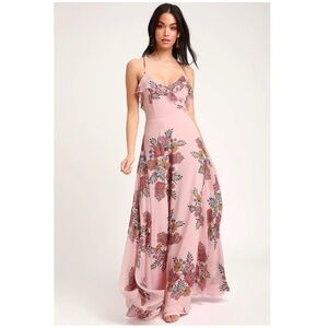 Lulu's Pink Floral Maxi Dress